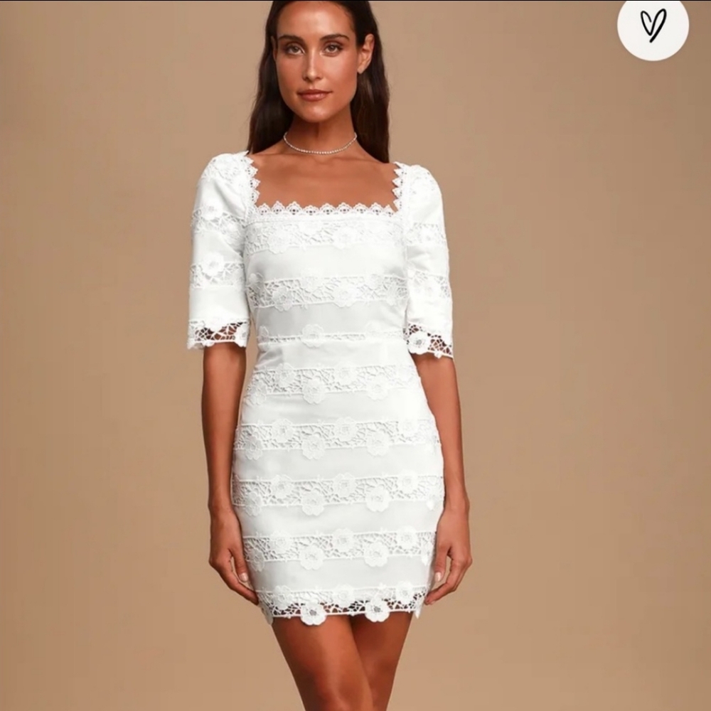 NWT Lulus Story of Love White Lace Mini Dress XL